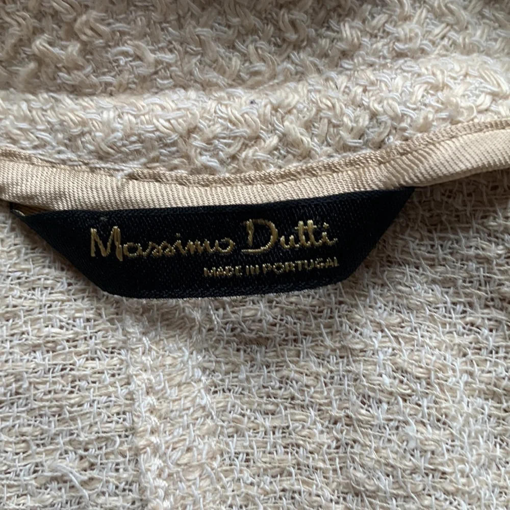 MASSIMO DUTTI Beige Open Front Belted 100% Linen Jacket - Picture 6 of 7